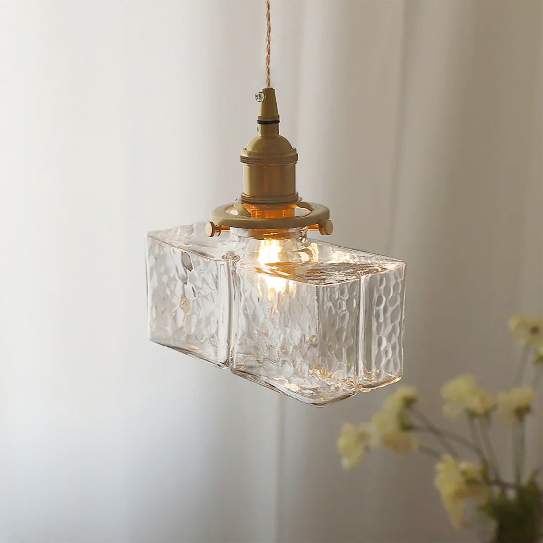 Elara Brass &amp; Glass Pendant Light