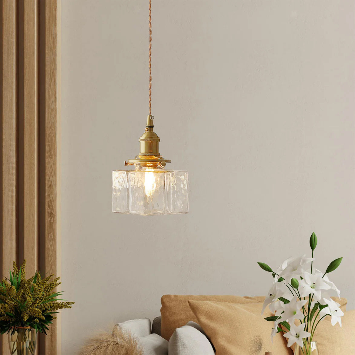 Elara Brass &amp; Glass Pendant Light