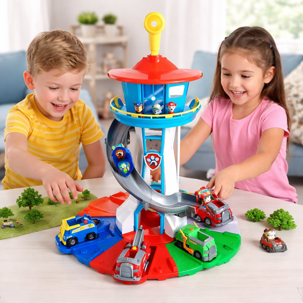Toy Car Track Set Kids Playset Slide Tower Ramp Vehicles