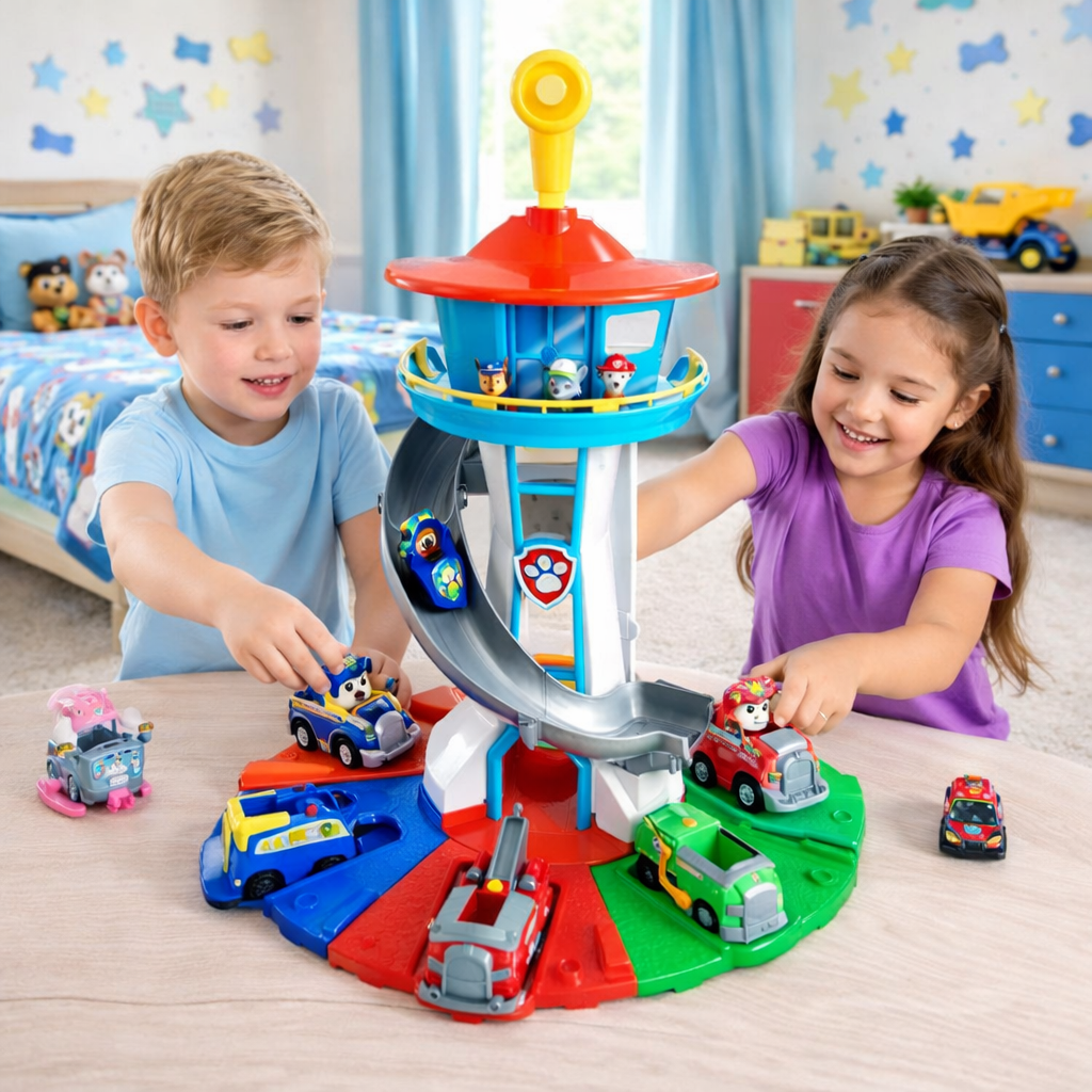 Toy Car Track Set Kids Playset Slide Tower Ramp Vehicles - Image 2