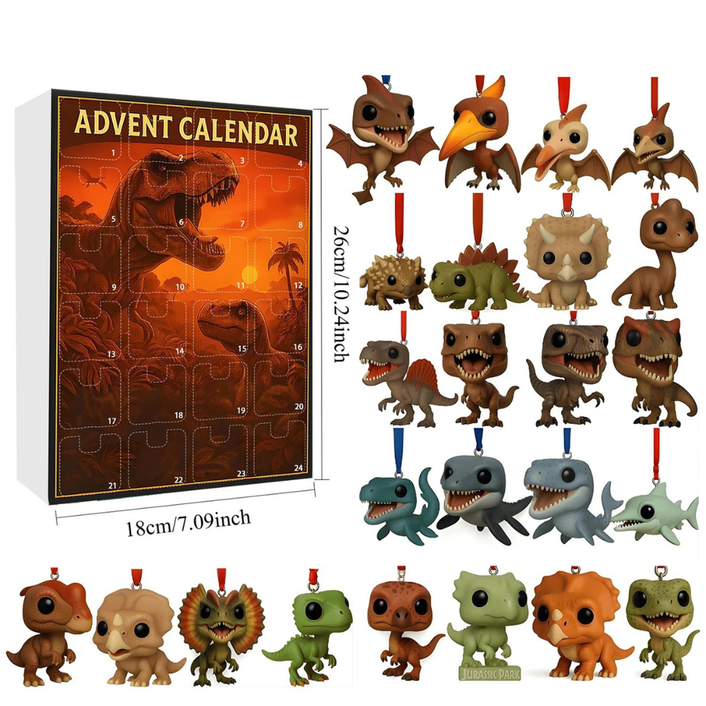 24 Piece Dinosaur Advent Calendar Toy Figures - Image 5