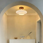 Scandinavian Walnut Wood Glass Flush Mount Ceiling Lamp - Image 15