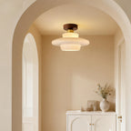 Scandinavian Walnut Wood Glass Flush Mount Ceiling Lamp - Image 17