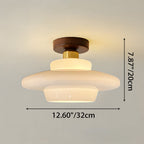 Scandinavian Walnut Wood Glass Flush Mount Ceiling Lamp - Image 13