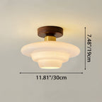 Scandinavian Walnut Wood Glass Flush Mount Ceiling Lamp - Image 7