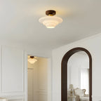 Scandinavian Walnut Wood Glass Flush Mount Ceiling Lamp - Image 6