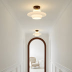 Scandinavian Walnut Wood Glass Flush Mount Ceiling Lamp - Image 18