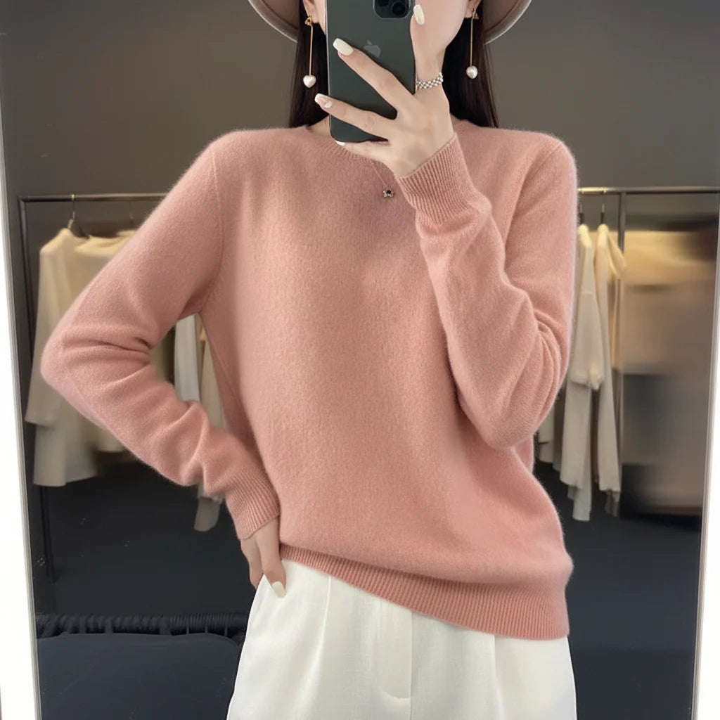 Women's Cashmere Sweater Crewneck Pullover Soft Warm Knit - Image 2