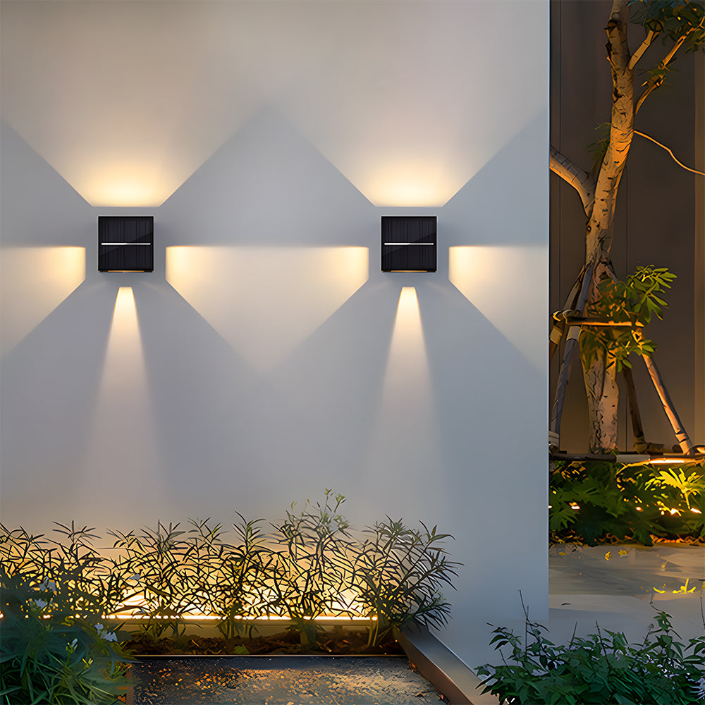 Modern Square Solar Wall Outdoor Lights with Remote
