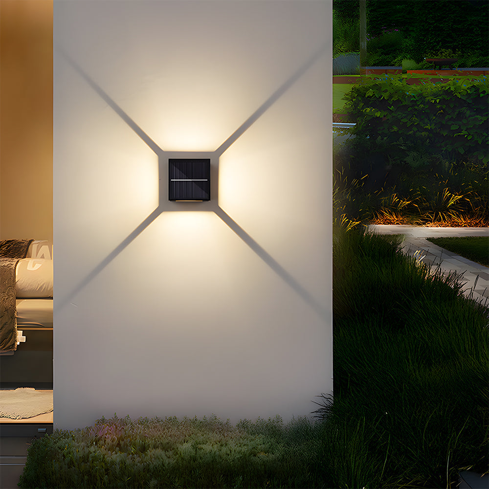 Modern Square Solar Wall Outdoor Lights with Remote