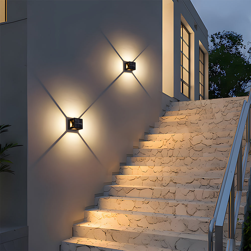 Modern Square Solar Wall Outdoor Lights with Remote