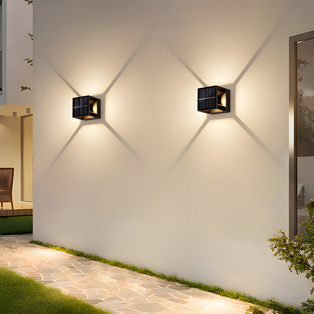 Modern Square Solar Wall Outdoor Lights with Remote