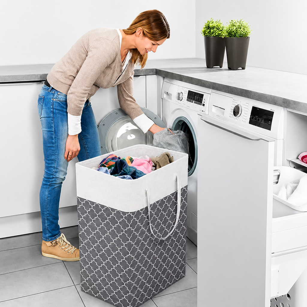 Laundry Hamper 75L Foldable Waterproof Fabric Clothes Basket Handles - Image 2