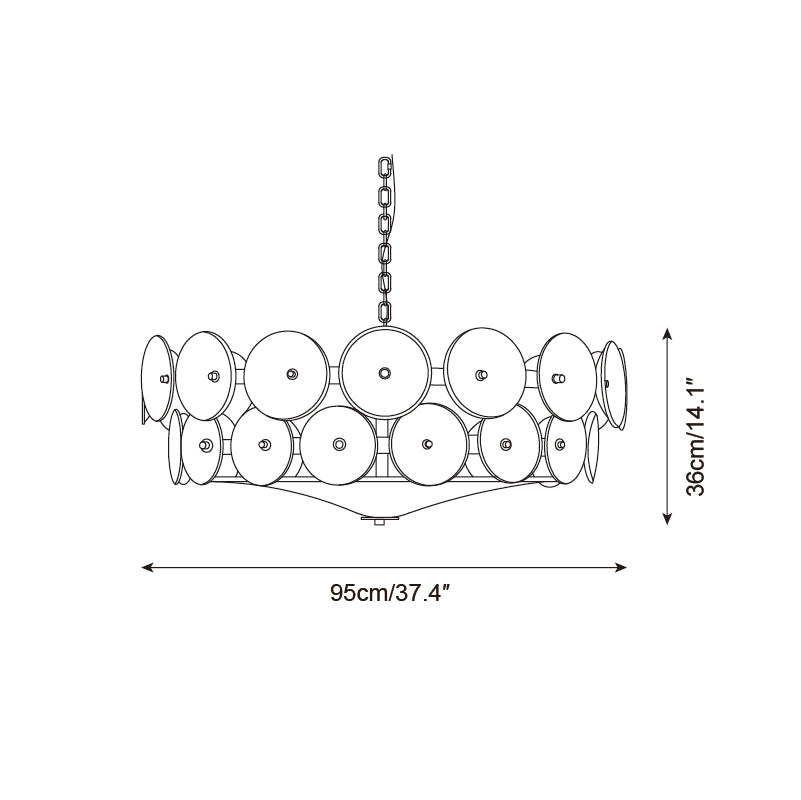 Retro Amber Glass Ceiling Chandelier for Home Interiors