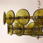 Retro Amber Glass Ceiling Chandelier for Home Interiors