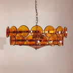 Retro Amber Glass Ceiling Chandelier for Home Interiors