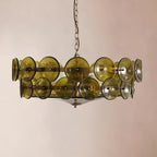 Retro Amber Glass Ceiling Chandelier for Home Interiors