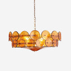 Retro Amber Glass Ceiling Chandelier for Home Interiors