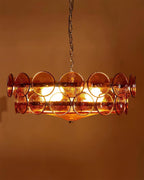 Retro Amber Glass Ceiling Chandelier for Home Interiors