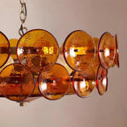 Retro Amber Glass Ceiling Chandelier for Home Interiors