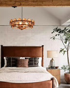 Retro Amber Glass Ceiling Chandelier for Home Interiors