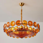 Retro Amber Glass Ceiling Chandelier for Home Interiors