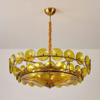 Retro Amber Glass Ceiling Chandelier for Home Interiors