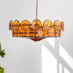 Retro Amber Glass Ceiling Chandelier for Home Interiors