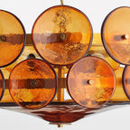 Retro Amber Glass Ceiling Chandelier for Home Interiors