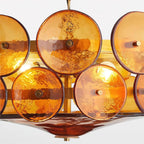 Retro Amber Glass Ceiling Chandelier for Home Interiors