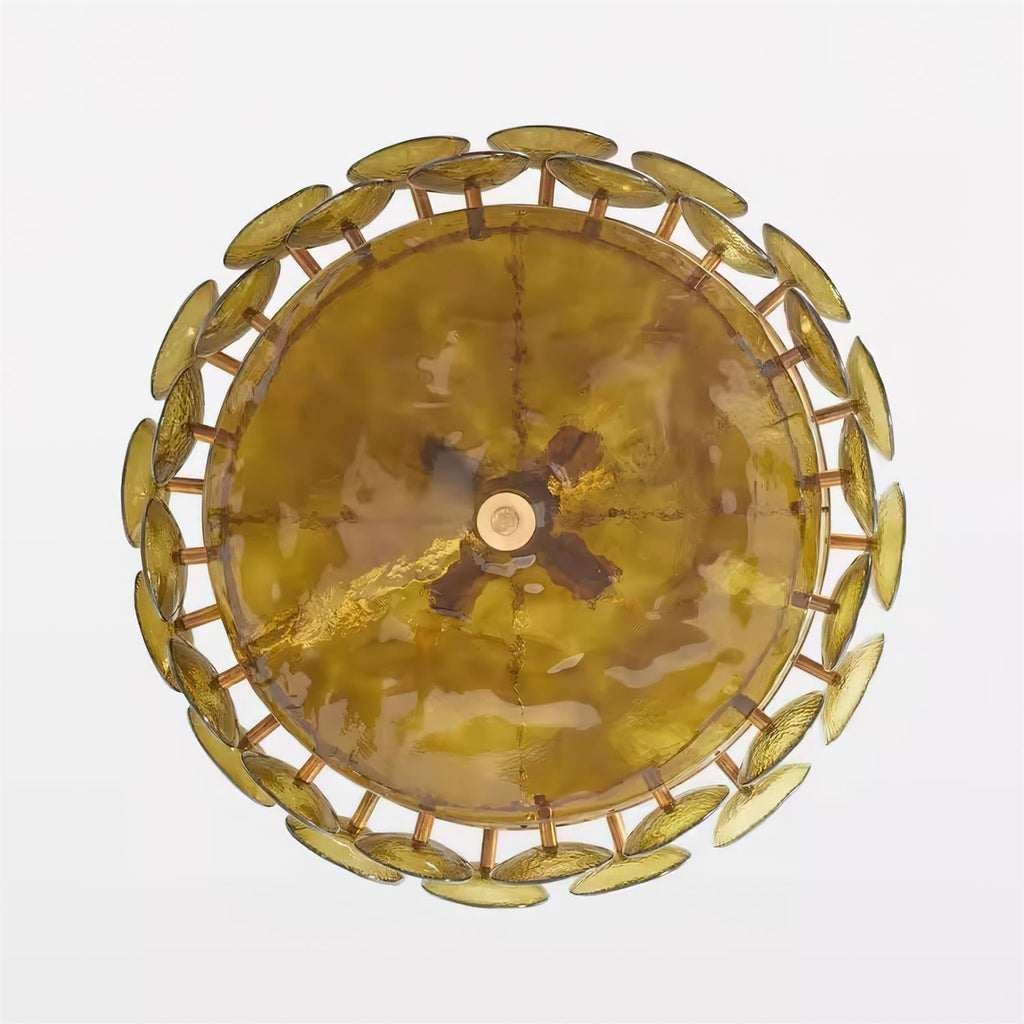 Retro Amber Glass Ceiling Chandelier for Home Interiors