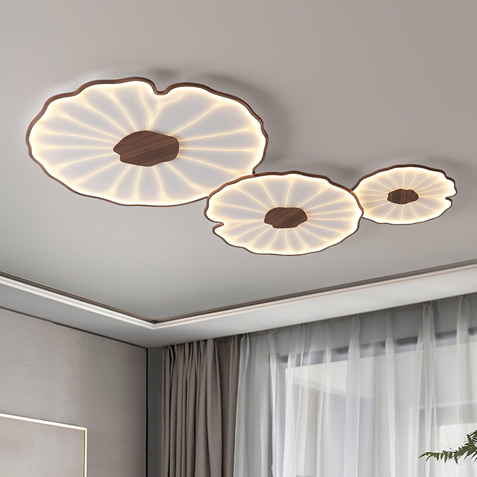 Flush Mount Ceiling Light Leaf Shaped LED Wood Fixture - Image 13