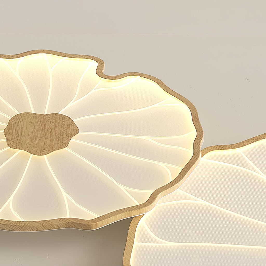 Flush Mount Ceiling Light Leaf Shaped LED Wood Fixture - Image 14