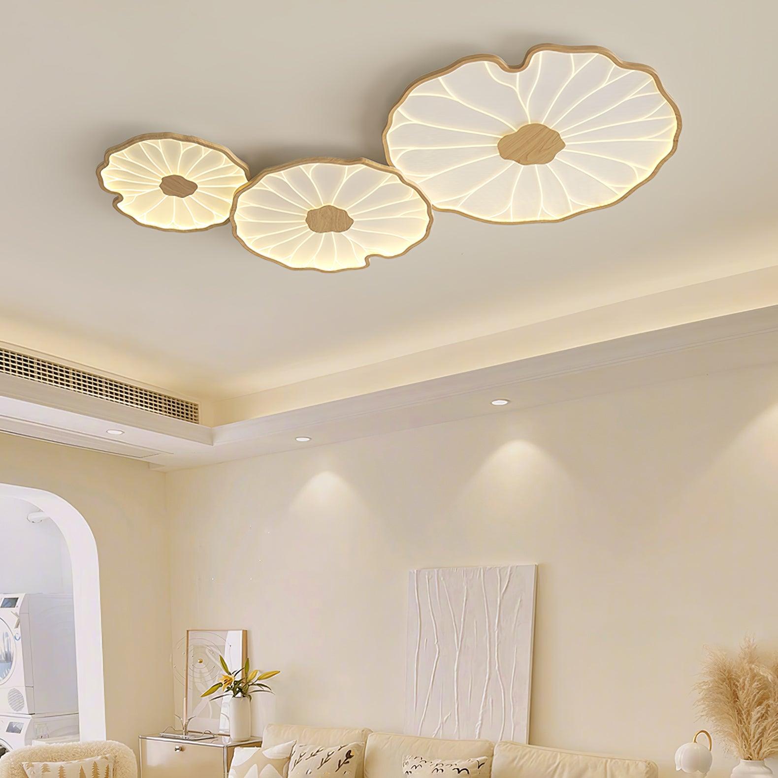 Flush Mount Ceiling Light Leaf Shaped LED Wood Fixture - Image 11
