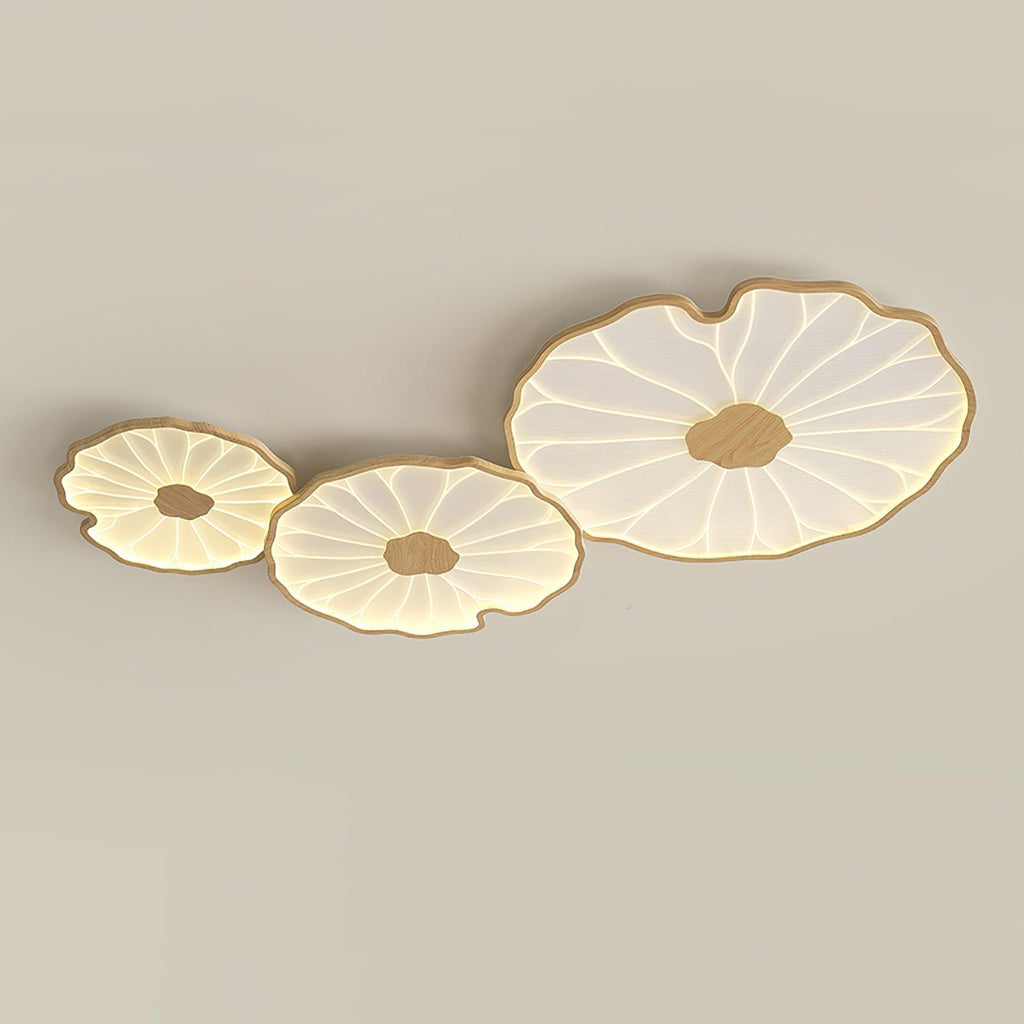Flush Mount Ceiling Light Leaf Shaped LED Wood Fixture - Image 9