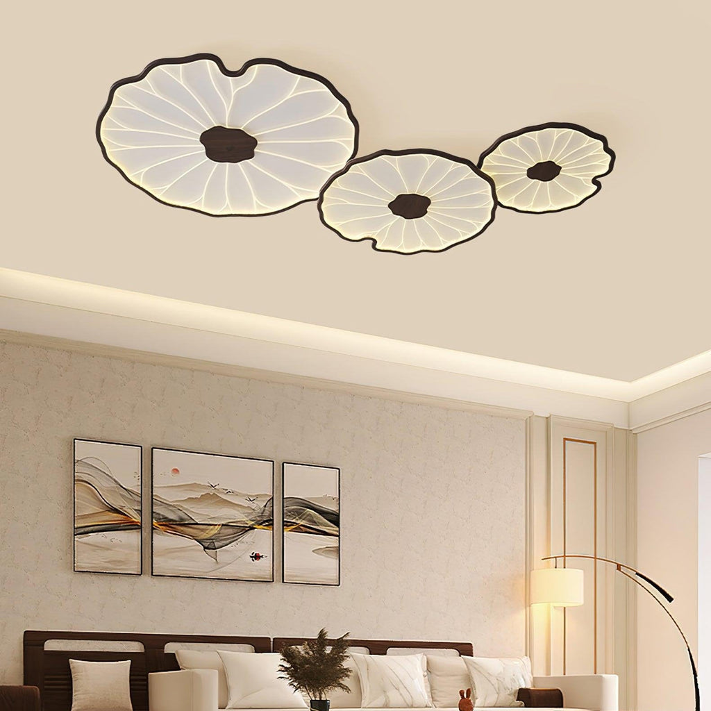 Flush Mount Ceiling Light Leaf Shaped LED Wood Fixture - Image 12
