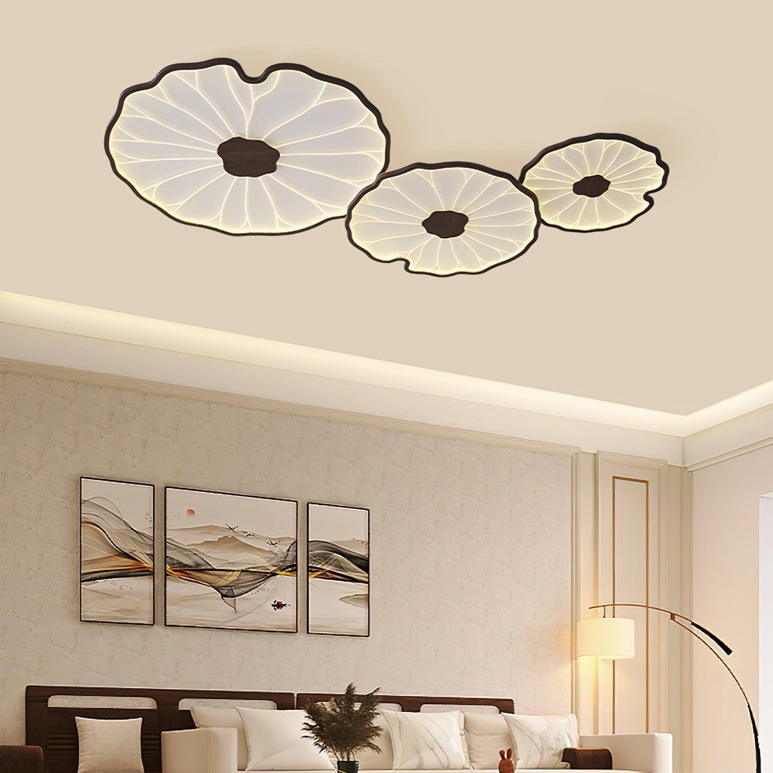 Flush Mount Ceiling Light Leaf Shaped LED Wood Fixture - Image 12