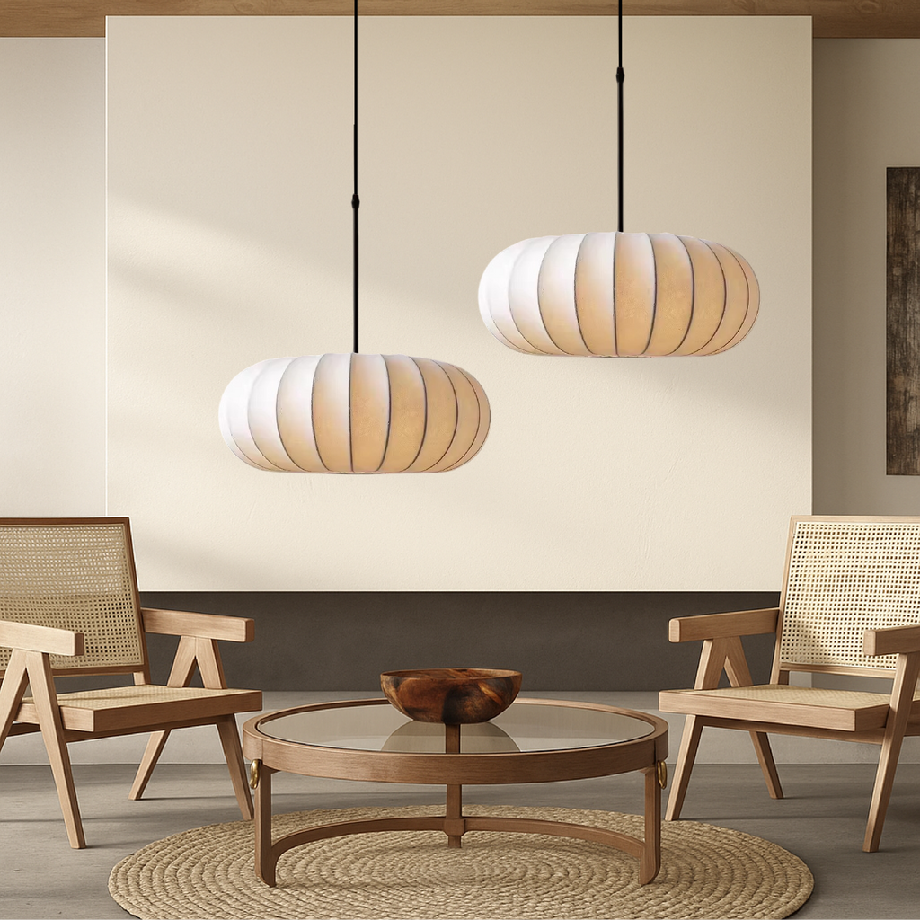 LumaSilk: Pendelleuchte Seidenstoff – Designlampe LED für Wohnzimmer - Image 3