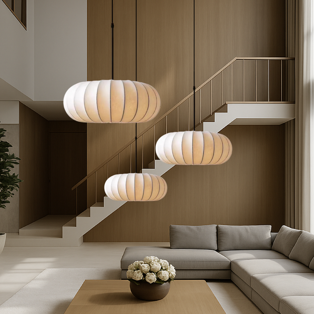 LumaSilk: Pendelleuchte Seidenstoff – Designlampe LED für Wohnzimmer - Image 4