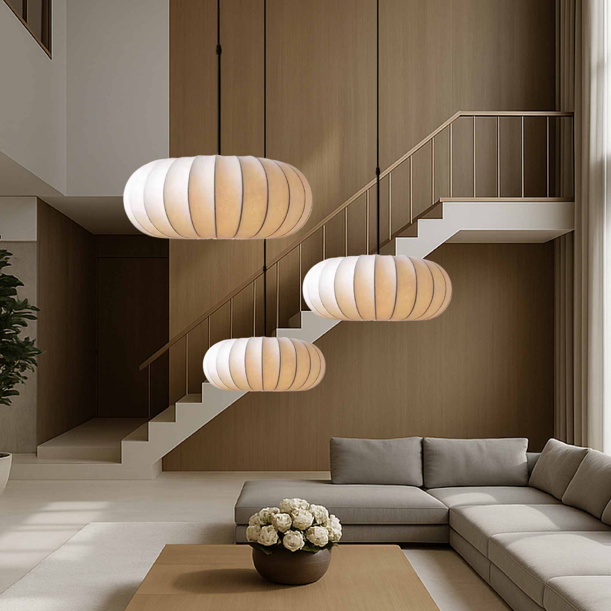 LumaSilk: Pendelleuchte Seidenstoff – Designlampe LED für Wohnzimmer - Image 4