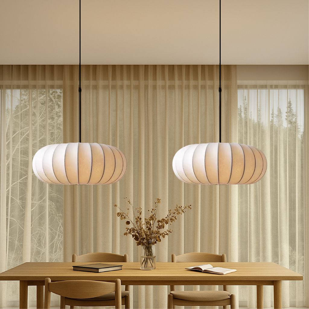LumaSilk: Pendelleuchte Seidenstoff – Designlampe LED für Wohnzimmer - Image 5