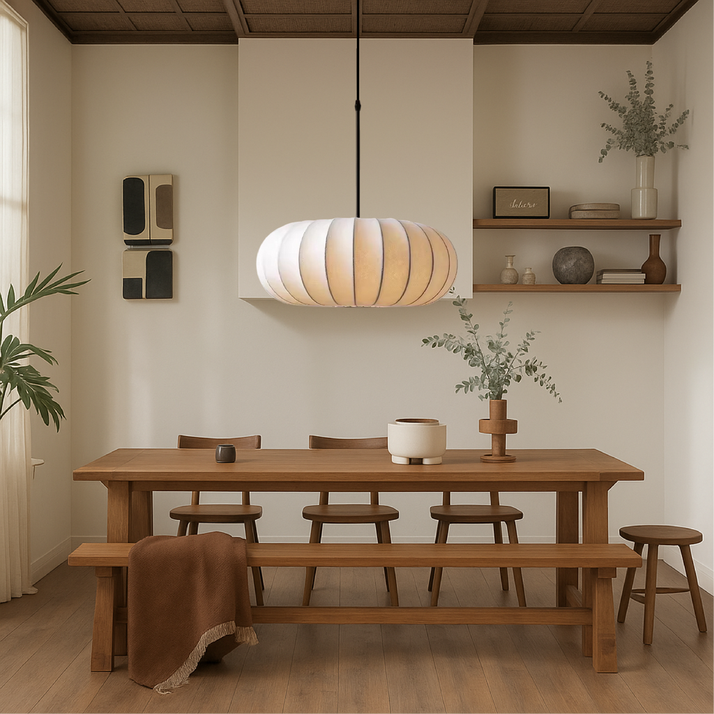 LumaSilk: Pendelleuchte Seidenstoff – Designlampe LED für Wohnzimmer