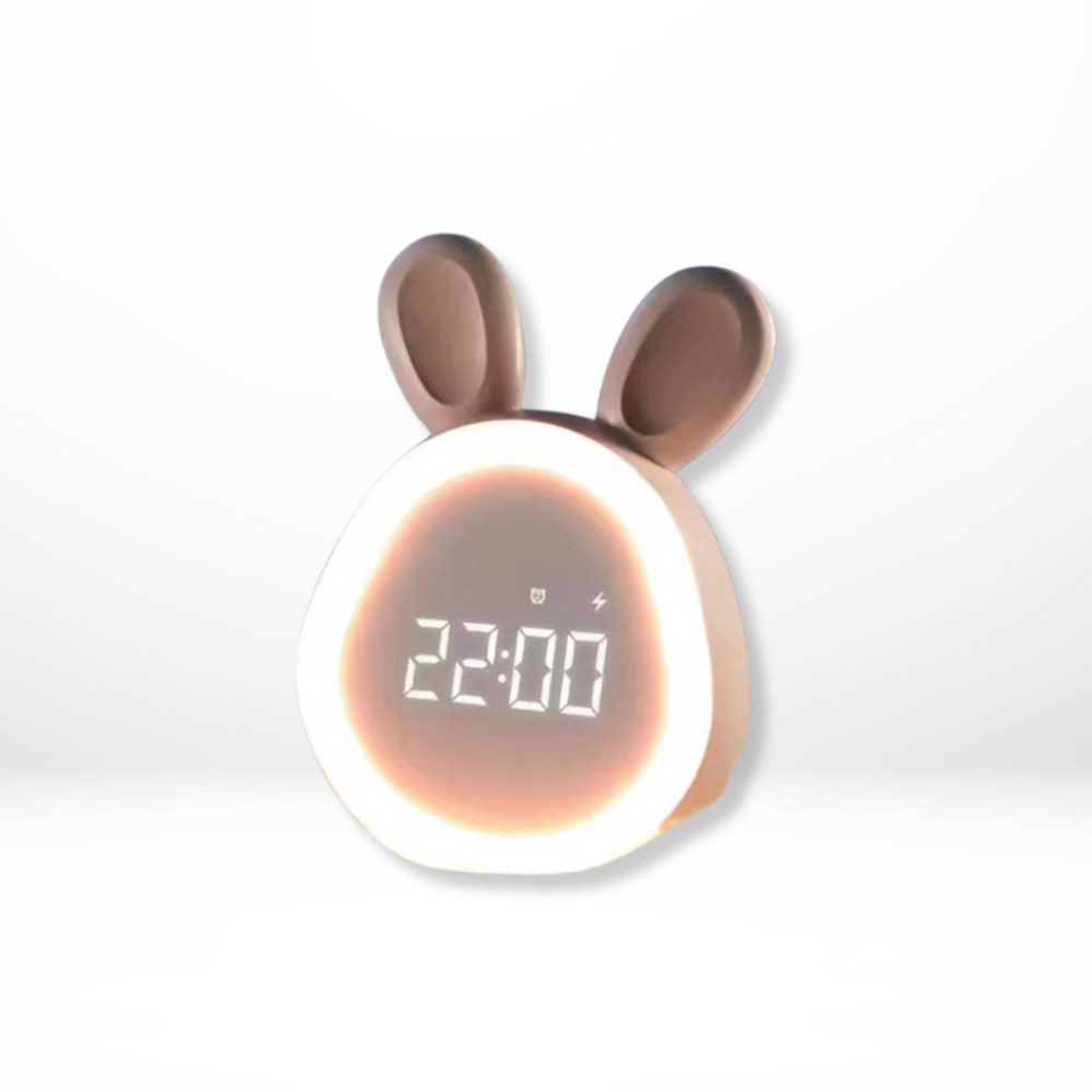 Kids LED Alarm Clock Bunny Shaped Nightlight with Gentle Alarm