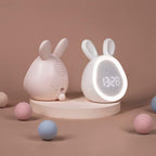 Kids LED Alarm Clock Bunny Shaped Nightlight with Gentle Alarm