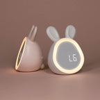 Kids LED Alarm Clock Bunny Shaped Nightlight with Gentle Alarm