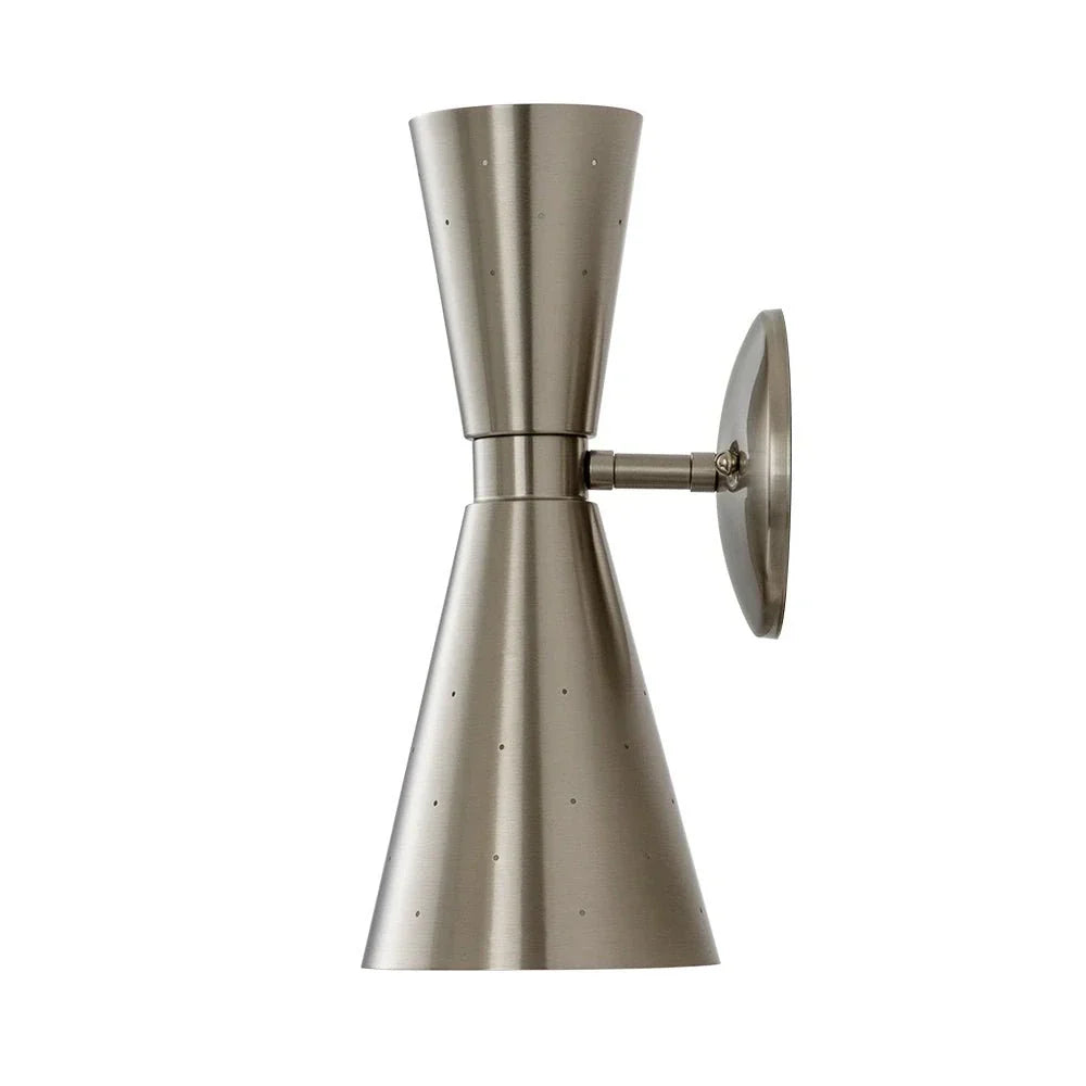 Mid Century Hourglass Metal Wall Sconce Perforated Shades - Image 9