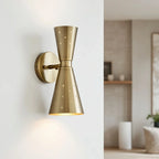 Mid Century Hourglass Metal Wall Sconce Perforated Shades