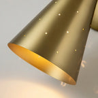 Mid Century Hourglass Metal Wall Sconce Perforated Shades - Image 12