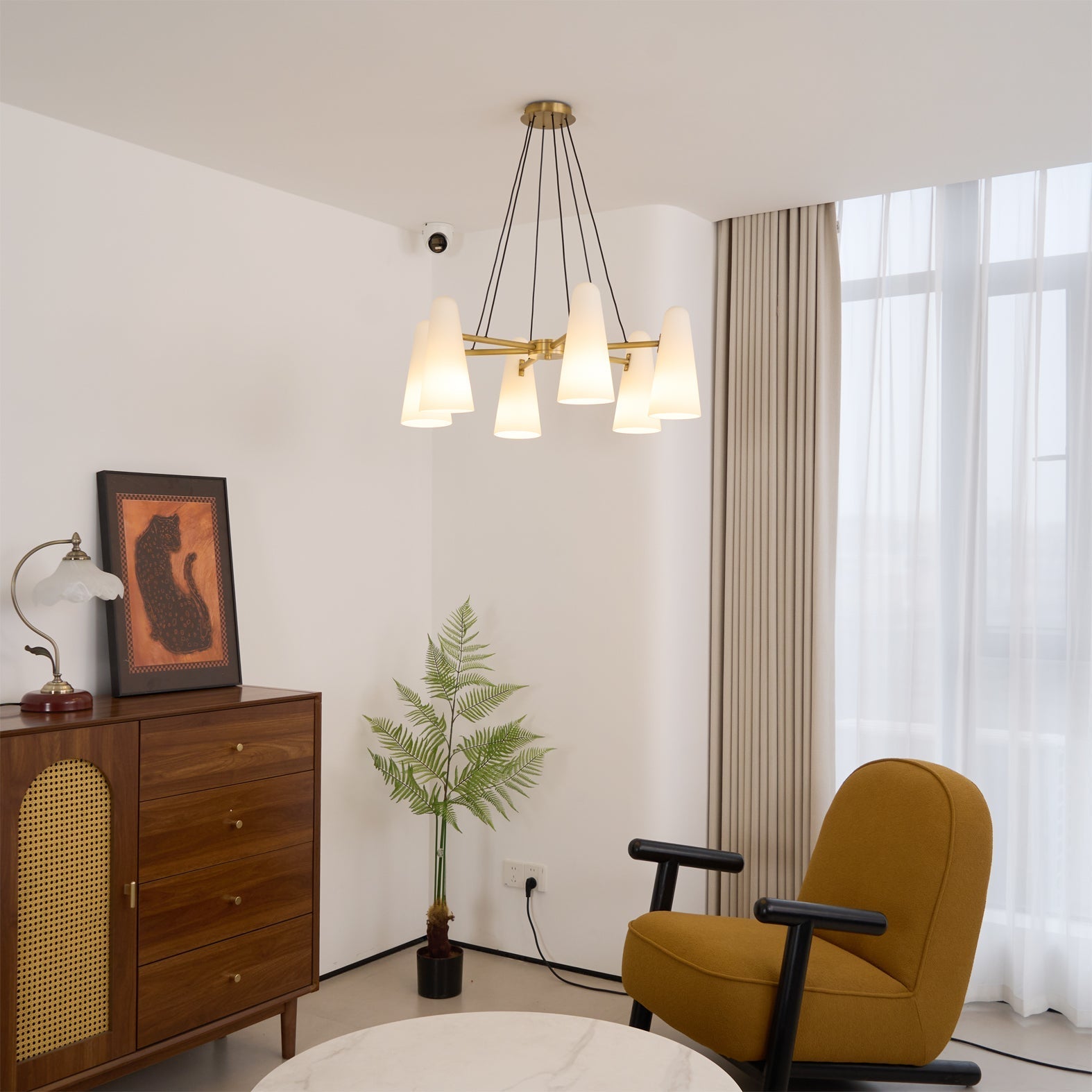 Modern Chandelier Ceiling Light LED Pendant with Clear Glass Shades