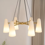 Modern Chandelier Ceiling Light LED Pendant with Clear Glass Shades
